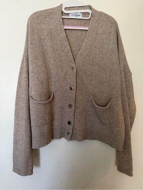 Gold Gold Made in Italy Wool Cashmere Blend Cardigan Sweater Neutral Beige
